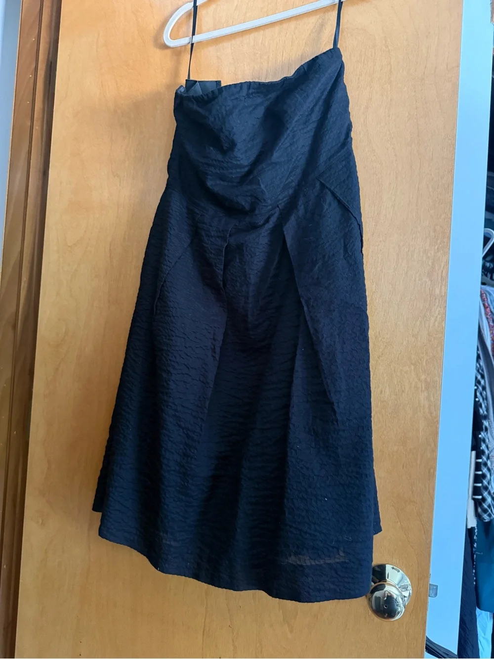 J. Crew Black Strapless Textured Midi Dress